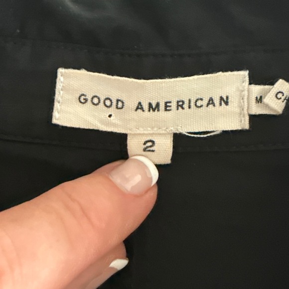 Good American Dart Poplin Button‎ Down Shirt Black Size 2 Medium Corset  $119 - Picture 8 of 12